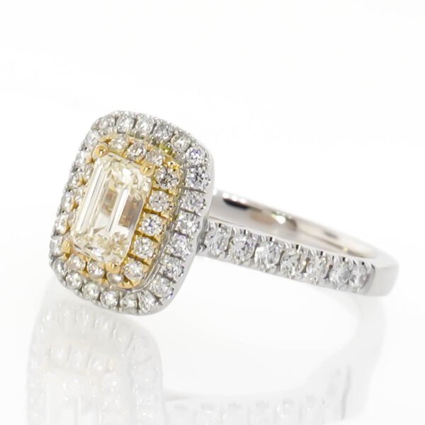 Colored Diamond Double Halo Ring