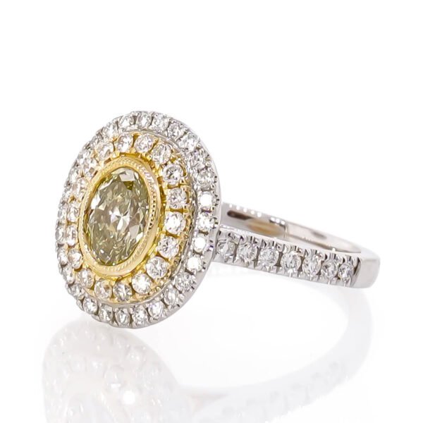 Colored Diamond Double Halo Ring