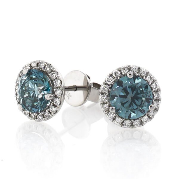Colored Diamond Halo Earrings