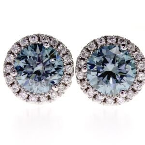 Colored Diamond Halo Earrings