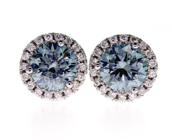 Colored Diamond Halo Earrings