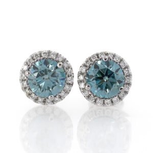 Colored Diamond Halo Earrings