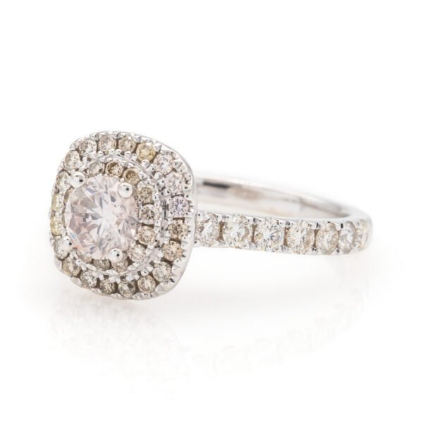 CU Shaped Double Halo Ring