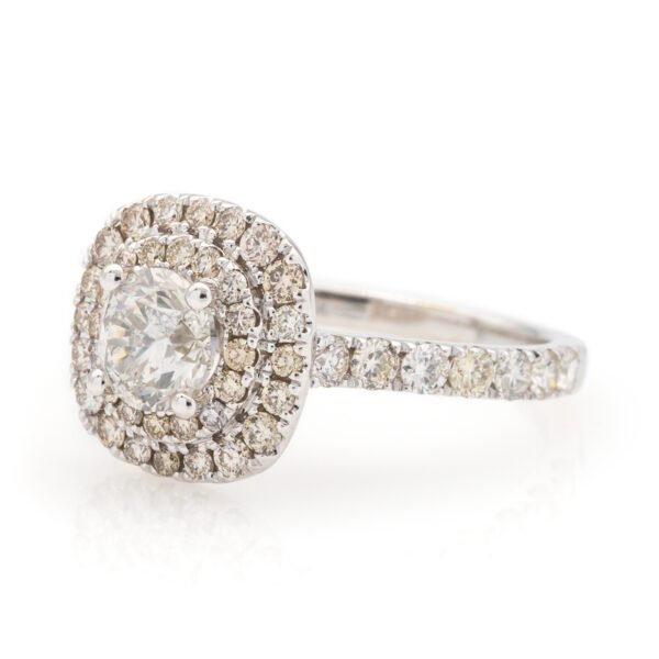 CU Shaped Double Halo Ring