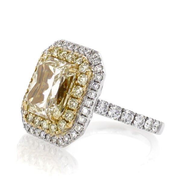 Colored Diamond Double Halo Ring