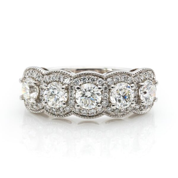 Cu Shaped Halo Multi-Stone Band