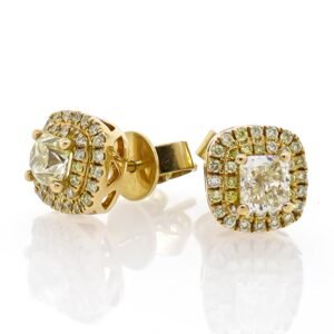 Colored Diamond Halo Earrings