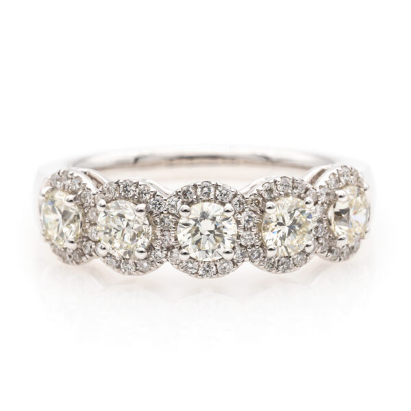 Round Halo Multi-Stone Band