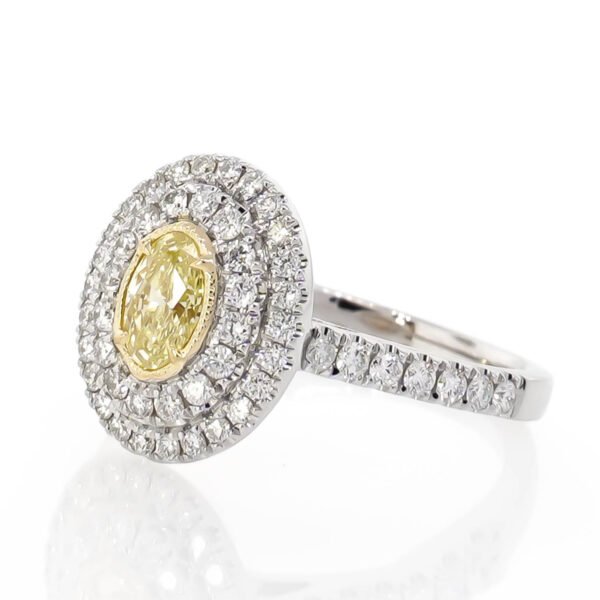 Colored Diamond Double Halo Ring