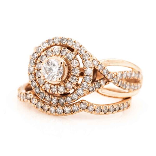 Twist Shank Double Halo Ring