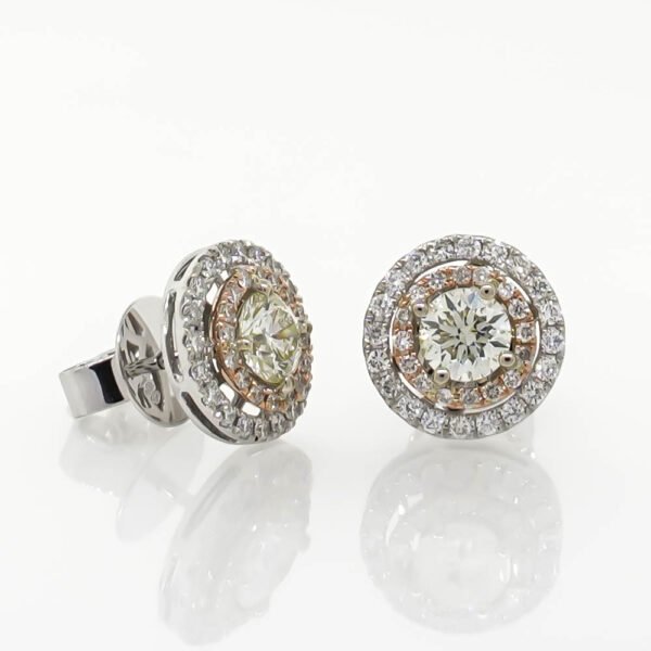Two-Tone Double Halo Earrings