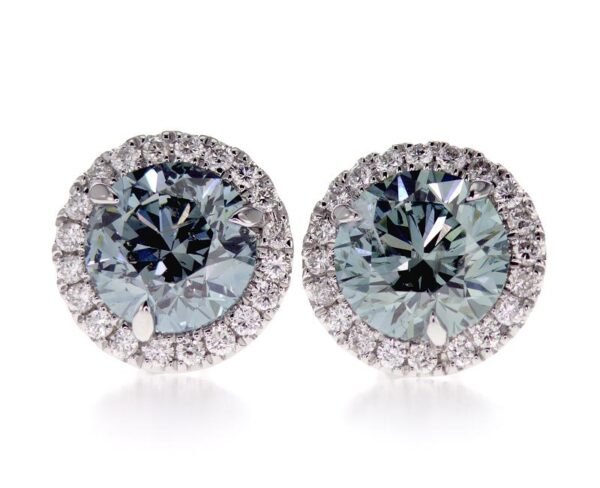 Colored Diamond Halo Earrings