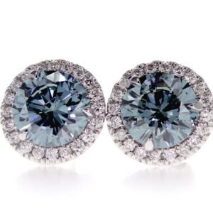 Colored Diamond Halo Earrings