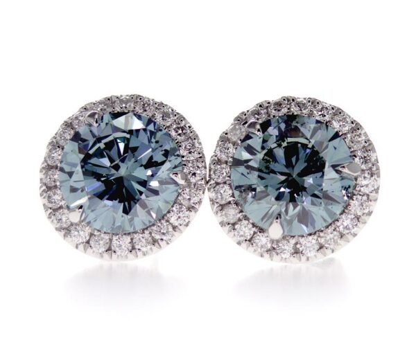 Colored Diamond Halo Earrings