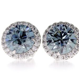 Colored Diamond Halo Earrings