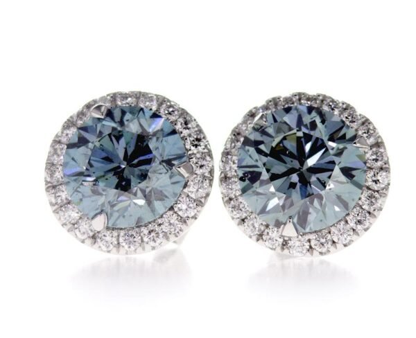 Colored Diamond Halo Earrings