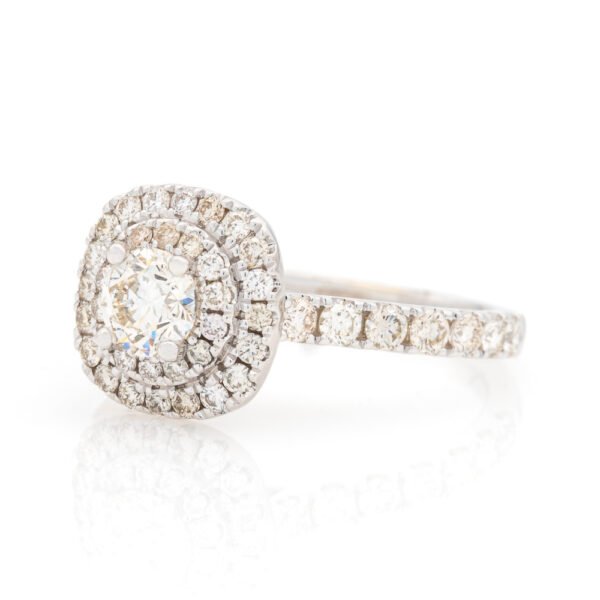 CU Shaped Double Halo Ring