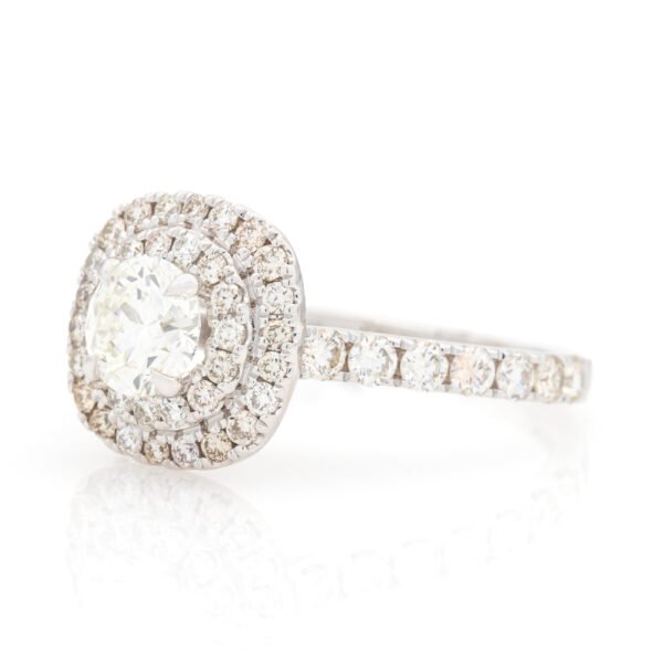 CU Shaped Double Halo Ring
