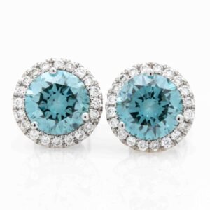 Colored Diamond Halo Earrings