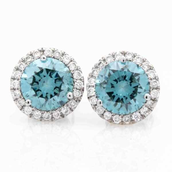 Colored Diamond Halo Earrings