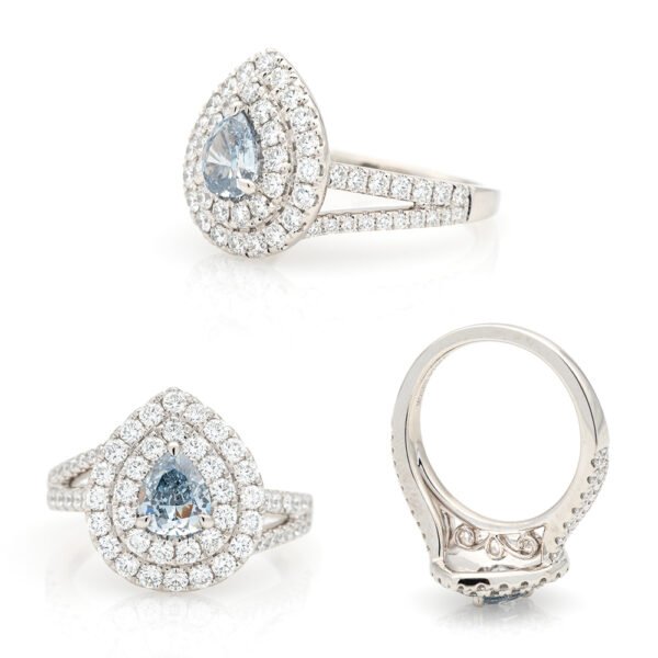 Colored Diamond Double Halo Ring