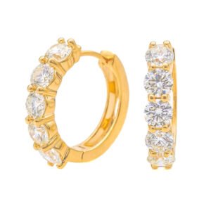 5-Stone Huggie Hoop Earrings